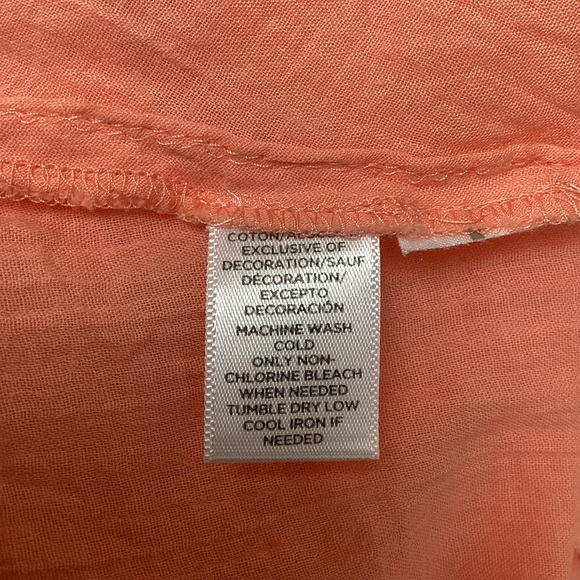 Ann Taylor Loft Embroidered Tie Blouse Orange BOHO Peasant Cottage Core Hippy - Picture 11 of 13